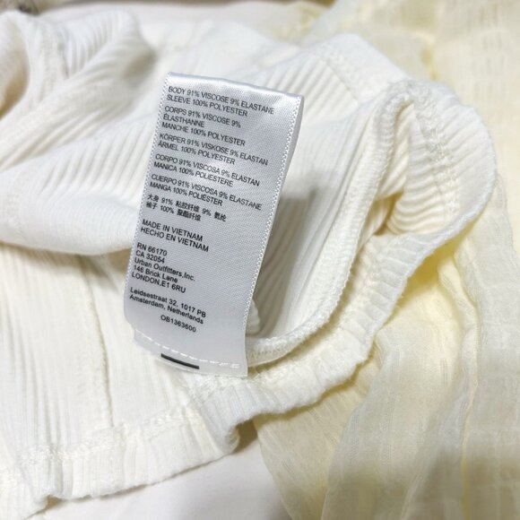 Urban Outfitters Claudia Blouse Crop Cream Off Shoulder Balloon Sleeve EUC S - Picture 5 of 5